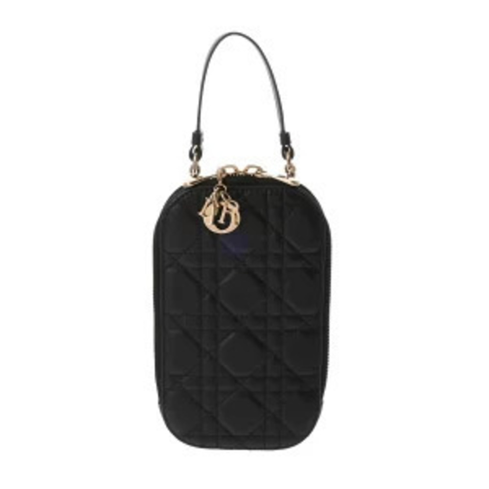 Christian Dior LADY Call Phone Black Lambskin Mobile Smartphone Accessory